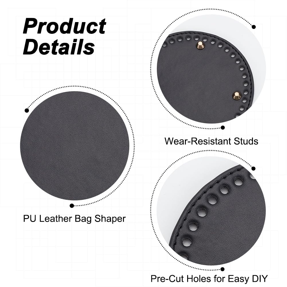 PH PandaHall 5er-Set PU-Leder-Taschenböden – Runde Häkelbasis Mit Löchern Für DIY-Taschen, 12,9–19 Cm