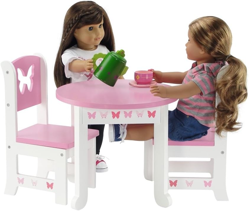 Emily Rose 18 Inch Doll Kitchen Table and 4 Chair Value Pack Dining Set - Butterfly Theme | Doll Furniture for American Girl Dolls : Toys & Games