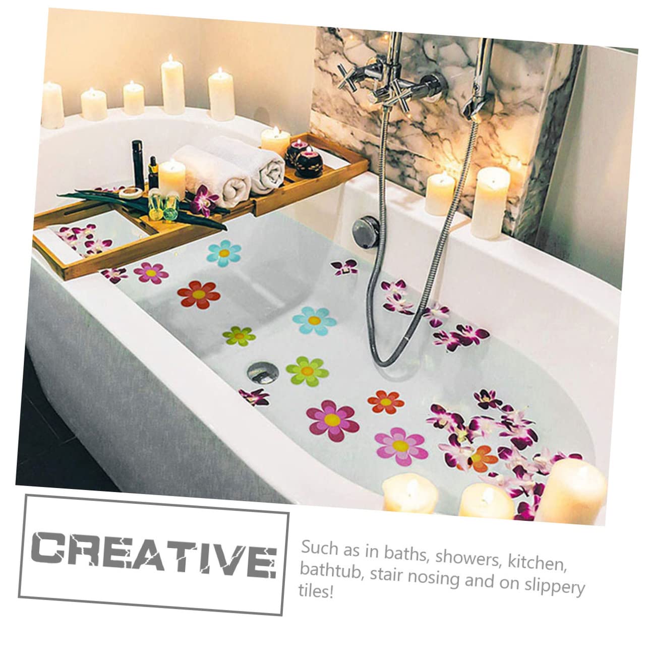 Healeved 2 Juegos Adhesivos Antideslizantes para Flores. contra El Baño Pegatinas Pegatina De Peldaños De Bañera Apliques Anti Baño Niño De Polivinilo Alcachofa De La Ducha Grava