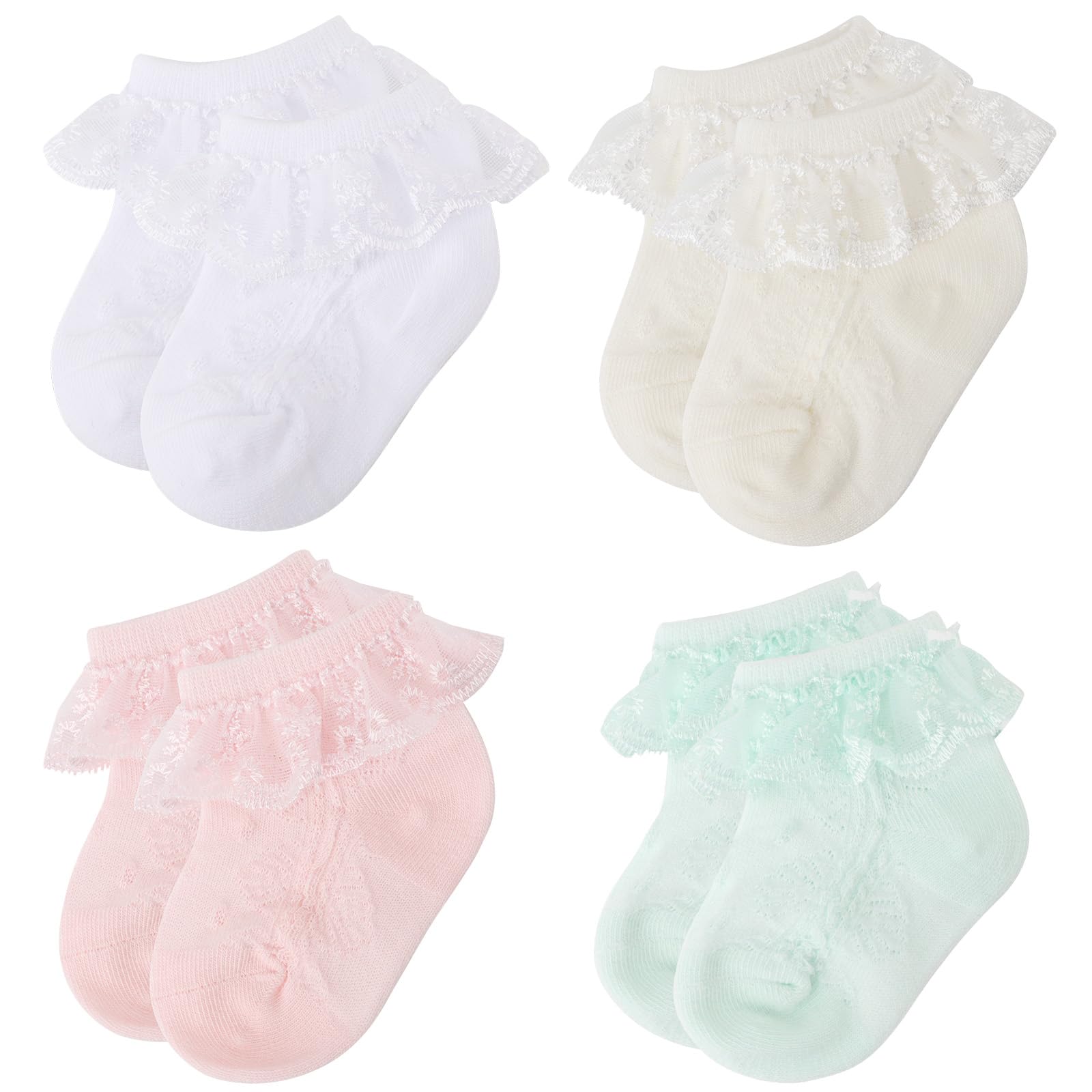 DRESHOW Infant Lace Bow Socks baby Frilly Lace Socks Newborn Toddlers Girls Socks Ankle Dress Sock
