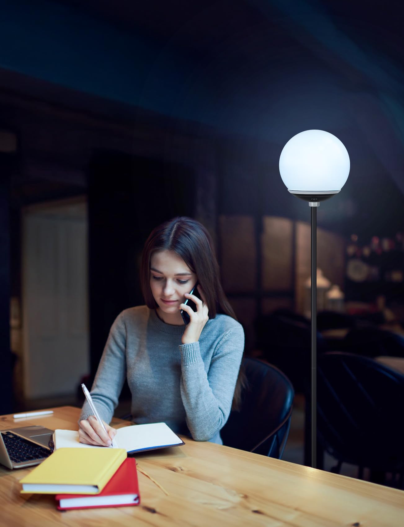 Aigostar - Lampada da Terra LED Intelligente con Bluetooth Mesh, Compatibile con Alexa, Controllo del Colore a Doppie Zone, 8W, 800LM, 2700K-6500K e RGB Dimmerabile, per Salotto e Camera da Letto