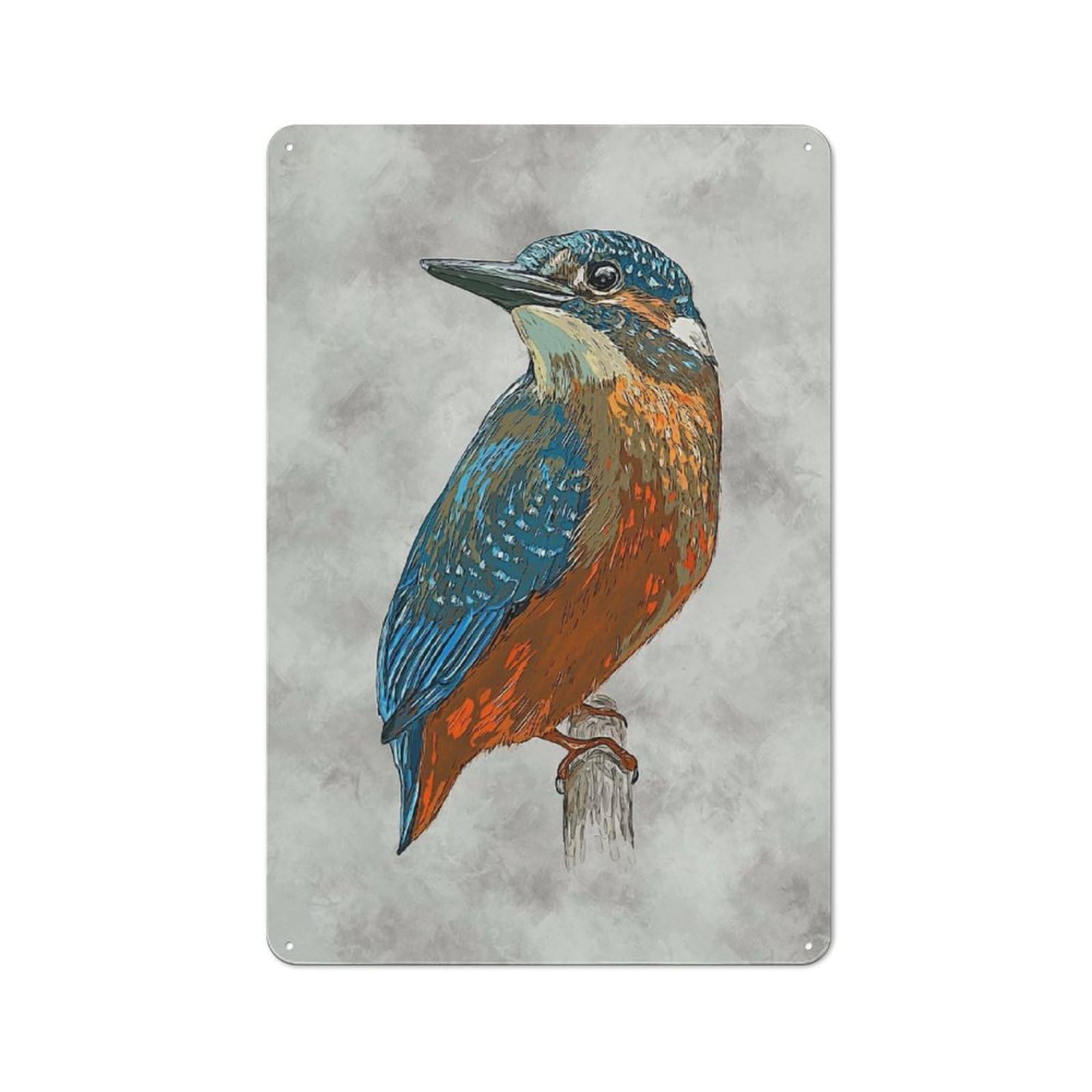 Junmoney Style-22 Hummingbird 3 Vintage Tin Wall Plaque 30X20cm For Hobby Room Or Studio, A Decorative Metal Sign For Hobby Rooms And Studios