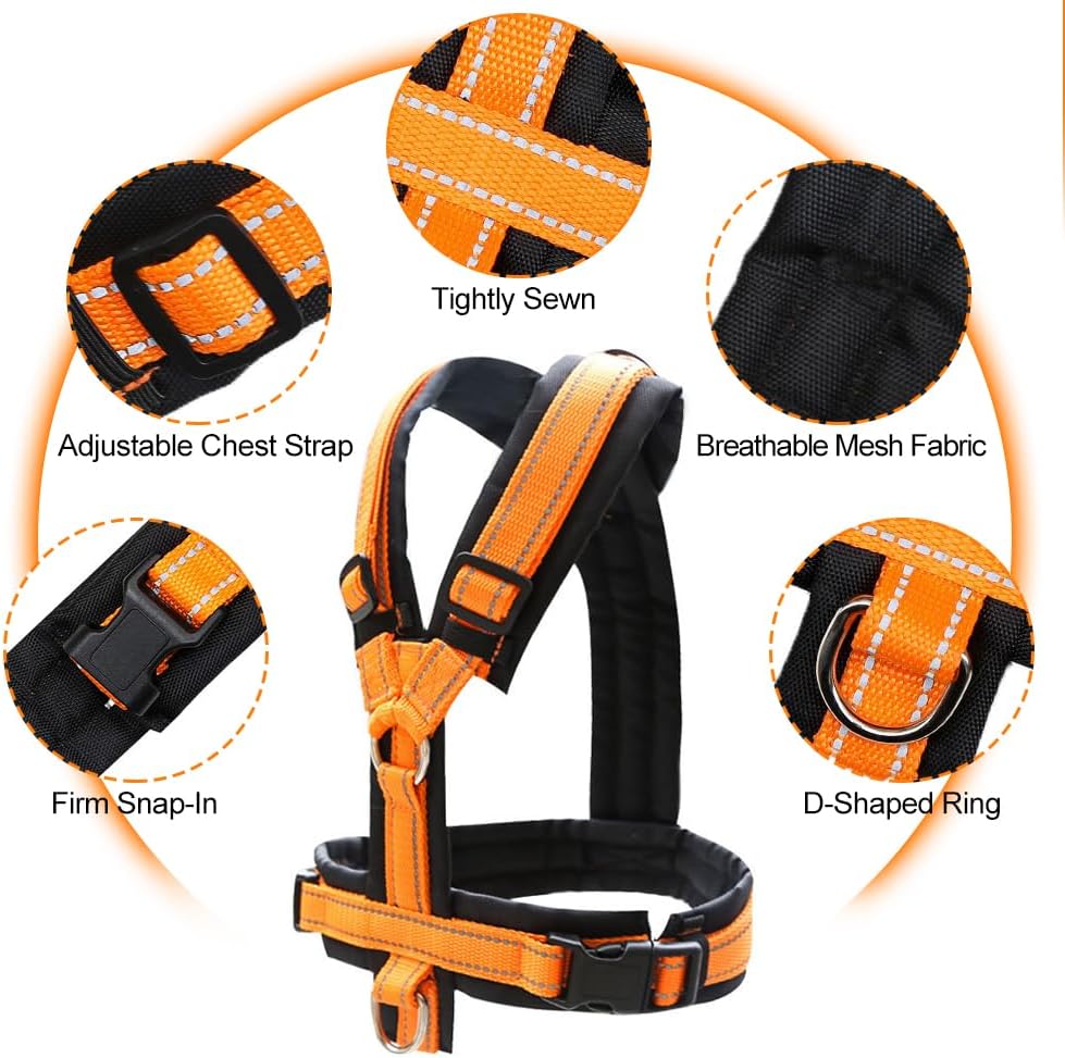 Large Dog Harness Reflective Orange Adjustable Comfortable Dog Accessories for Daily Walks (M) 5