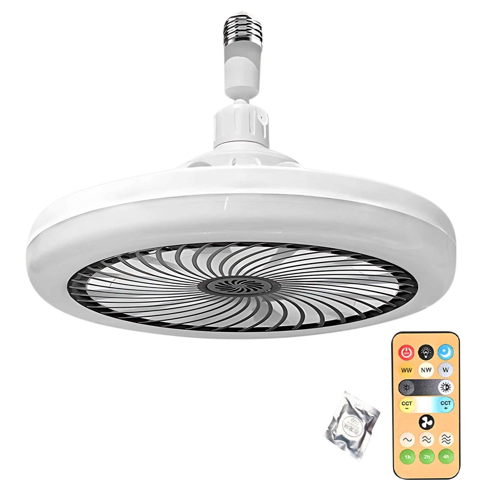 Ceiling Fan with Lights and Remote Control, 30W LED Dimmable Light Fan with 3 Speeds Timer E27/B22 Bayonet Fitting for Bedroom Living Room Office Quiet Modern Ceiling Fans Lighting (Grey)