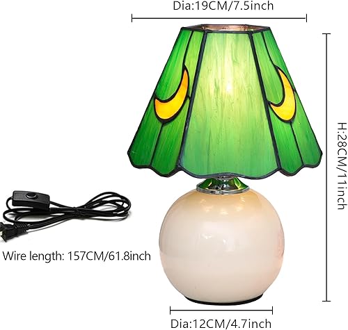 Miniatura 6 de Tiffany - Lámpara de luna de cristal manchado, bonita lámpara de mesita de noche pequeña para sala de estar, decoración del hogar, regalo de