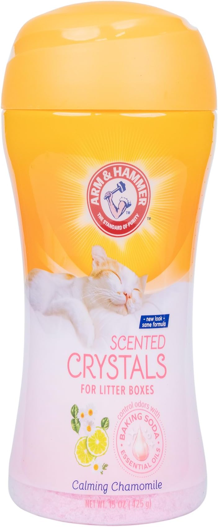 Arm & Hammer Cat Litter Deodorizing Crystals with Baking Soda, Calming Litter Box Odor Eliminator, Dissolving Litter Crystals for Cat Litter Odor Control, Chamomile Scent, 15 Oz