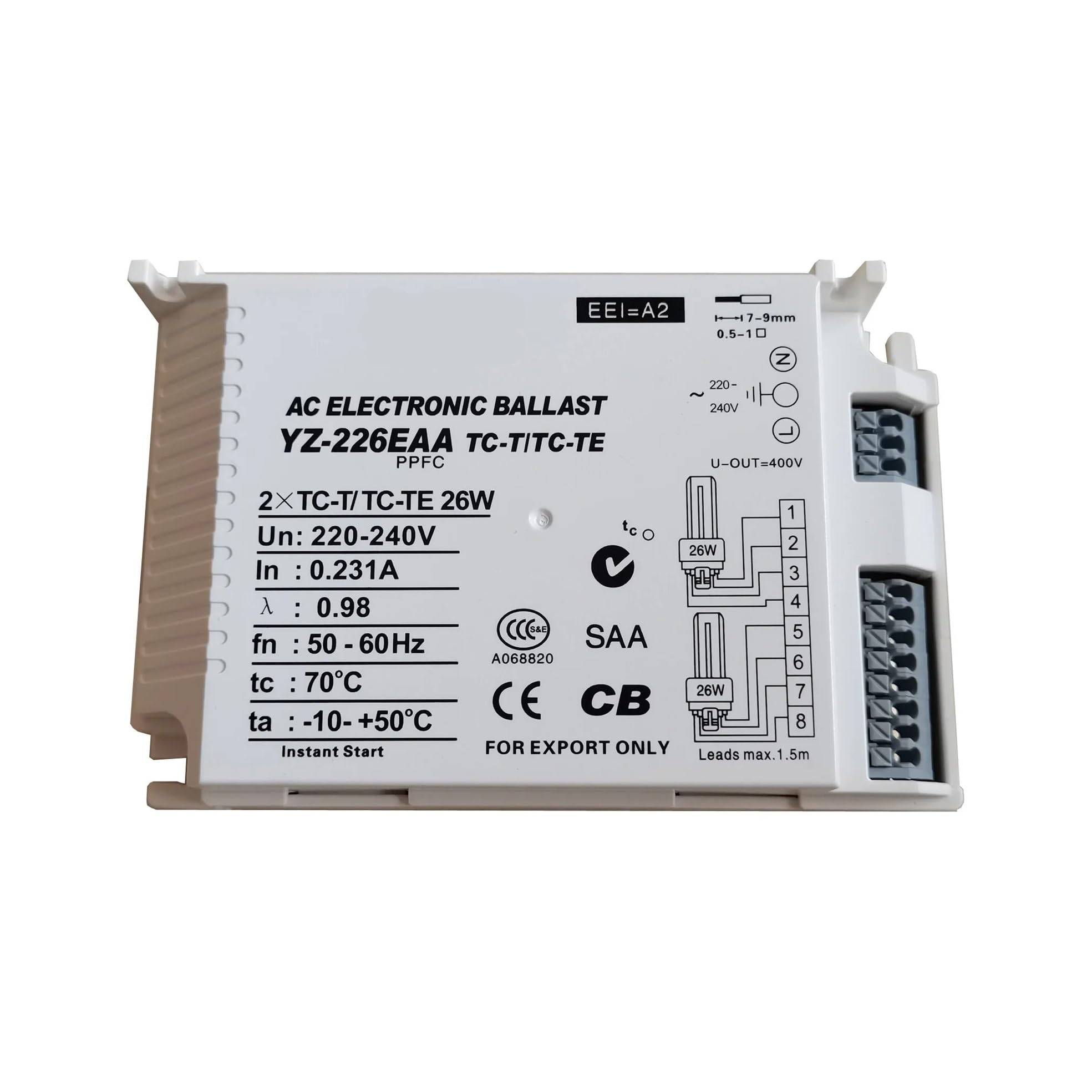 Ballast électronique à démarrage instantané YZ-226EAA pour tube TC-D