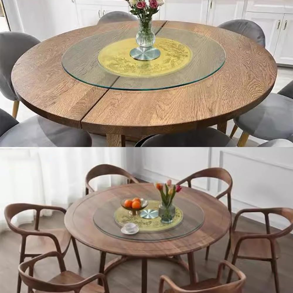 Plateau Tournant Rond en Verre Lisse avec Base, 60 Cm, 71 Cm, 81 Cm, 91 Cm, 101 Cm, pour La Maison, La Cuisine, L'Hôtel, Le Restaurant (60 Cm/24 Po)