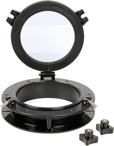 Miniatura 5 de Amarine Made Par de linternas de apertura redonda para yate de barco, orificio de puerto de ventana de repuesto de 8 pulgadas, vidrio templado ABS