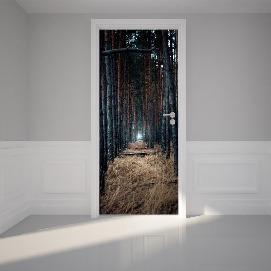 Door Wall Sticker Scary Forest - Peel & Stick Repositionable Fabric Mural