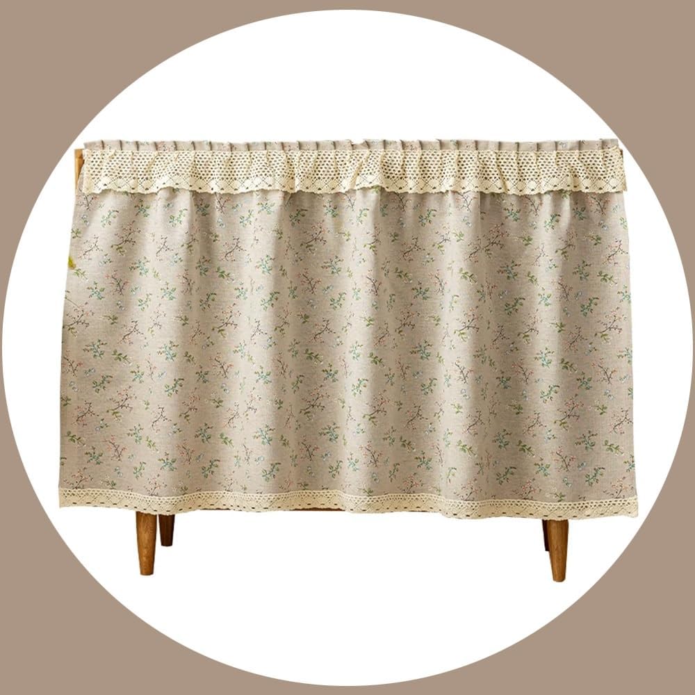 Cabinet Curtain for Kitchen, Dust Proof Closet Curtain, Self-Adhesive Privacy Skirt for Pantry, Under Sink, Desk No Drill(40cm*60cm)