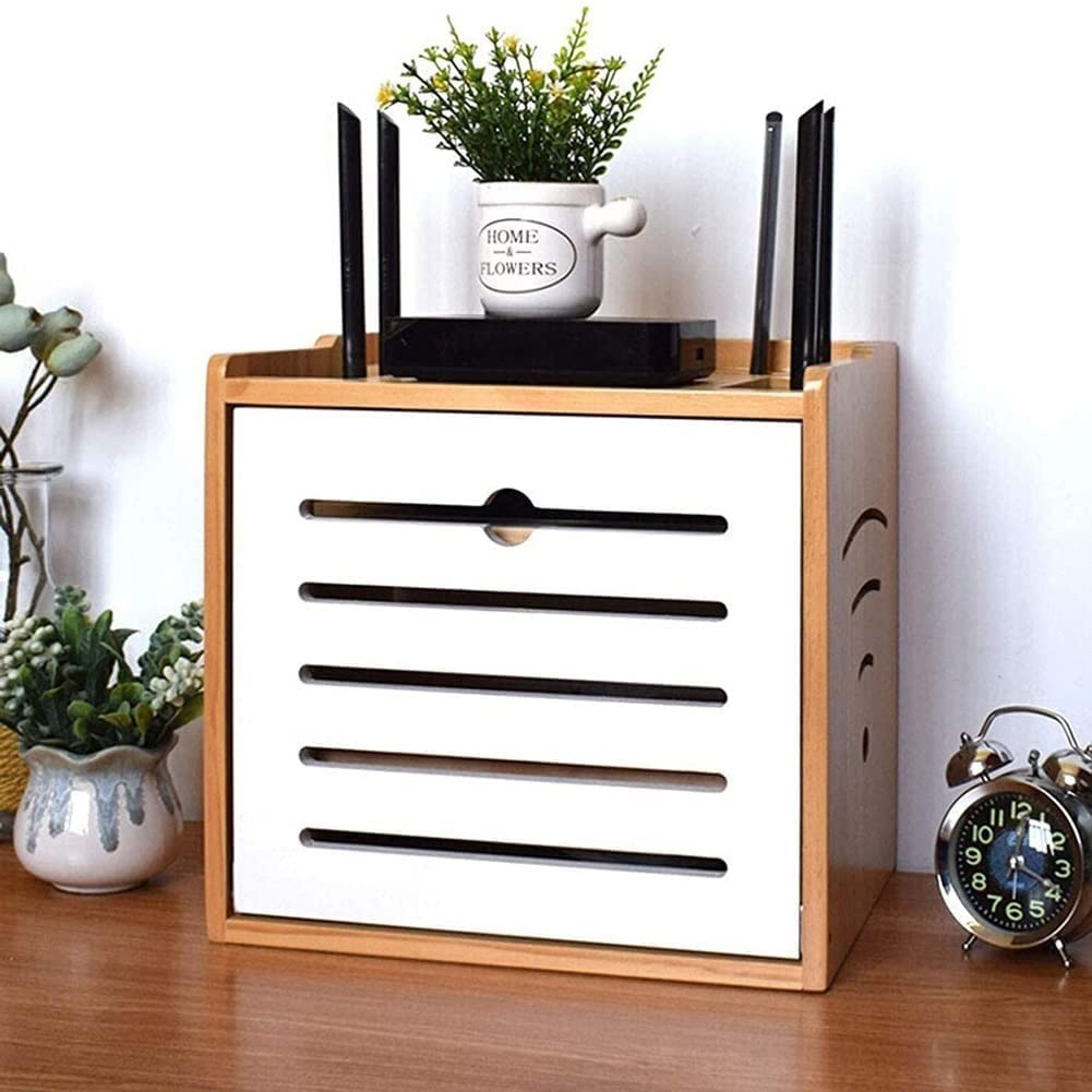 ❀❀❀Wifi-Router-Regal,Desktop-Deko-Box, Aufbewahrungsbox for kabellose Router – Regal, Aufbewahrungsbox for kabellose WLAN-Router, Netzwerk-Modem-Router-Abdeckung, Regal, Steckdosenleiste und Kabelmana