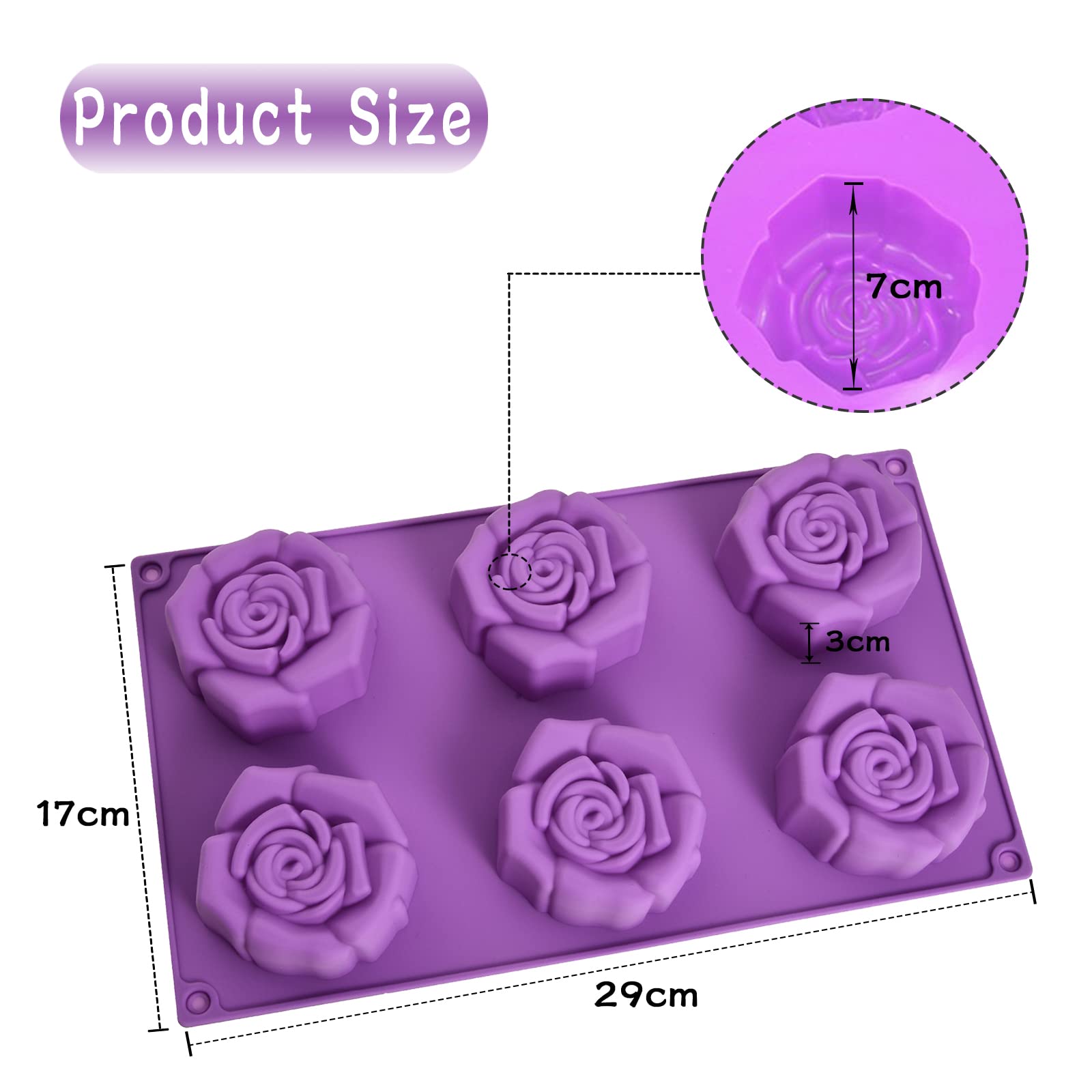 5 stampi per fiori, stampi in silicone per fiori, con rivestimento antiaderente, motivo floreale, per decorazione di torte, decorazioni floreali
