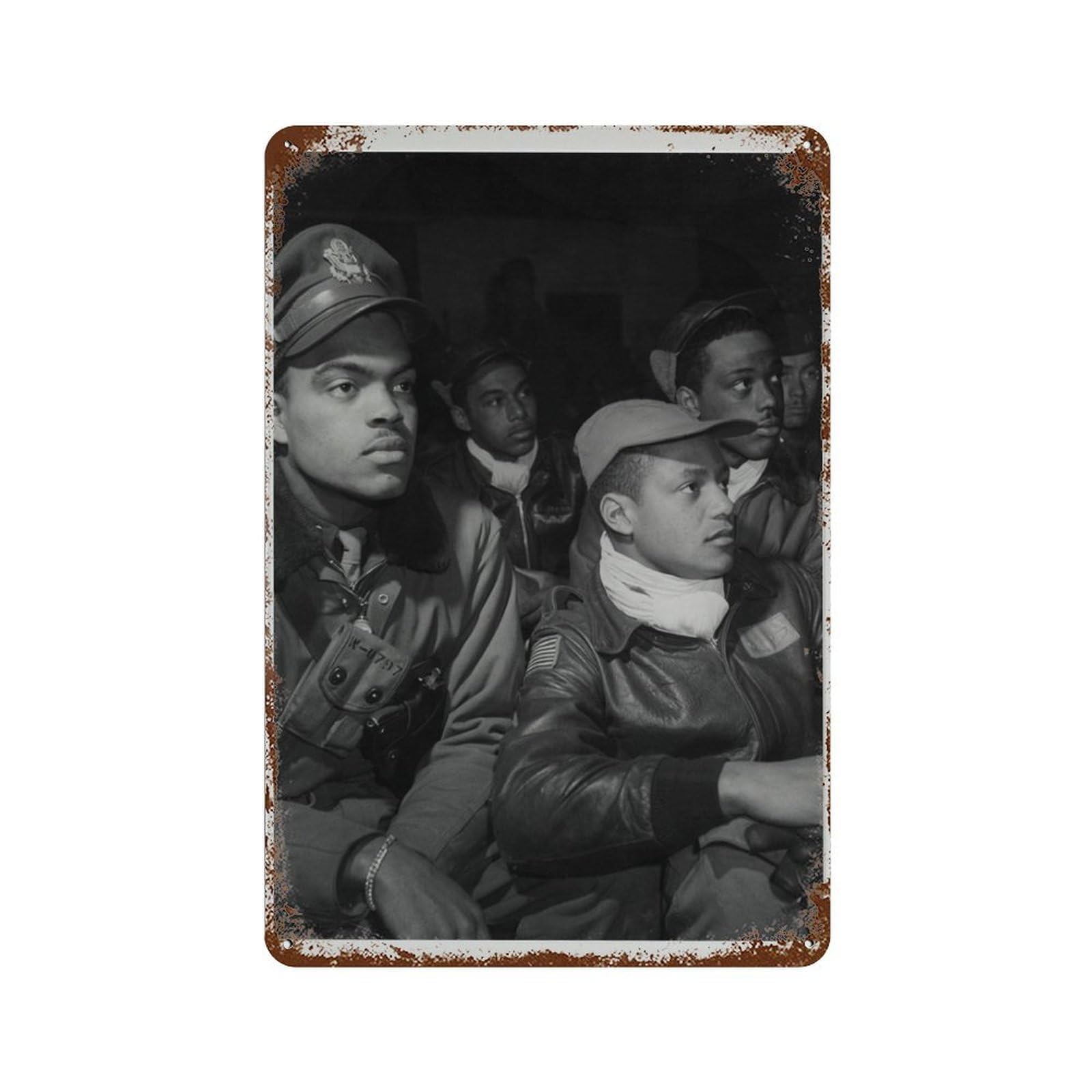 xiaoxiaoshen Tuskegee Airmen WWII Poster， African American Army Wall Decor Art Metal Tin Poster Modern Home Decor Art Home Bar Shop Decorations Vintage Sign 30x20cm