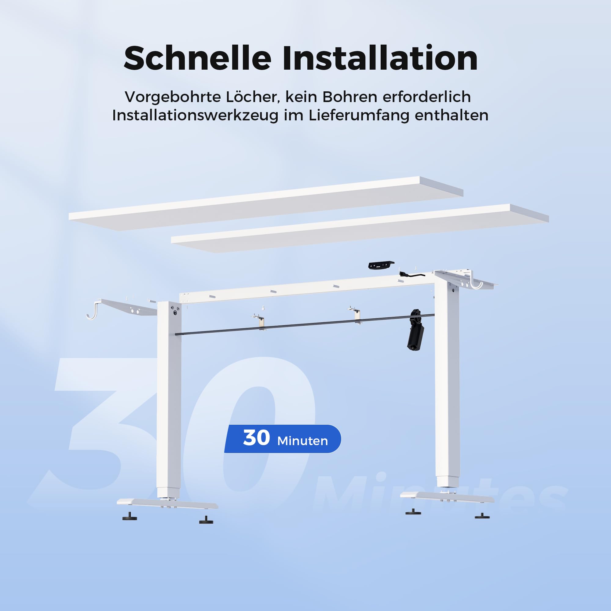 Agilestic Höhenverstellbarer Schreibtisch 100 x 60 cm Elektrisch mit Memory-Handsteuerung Weiß