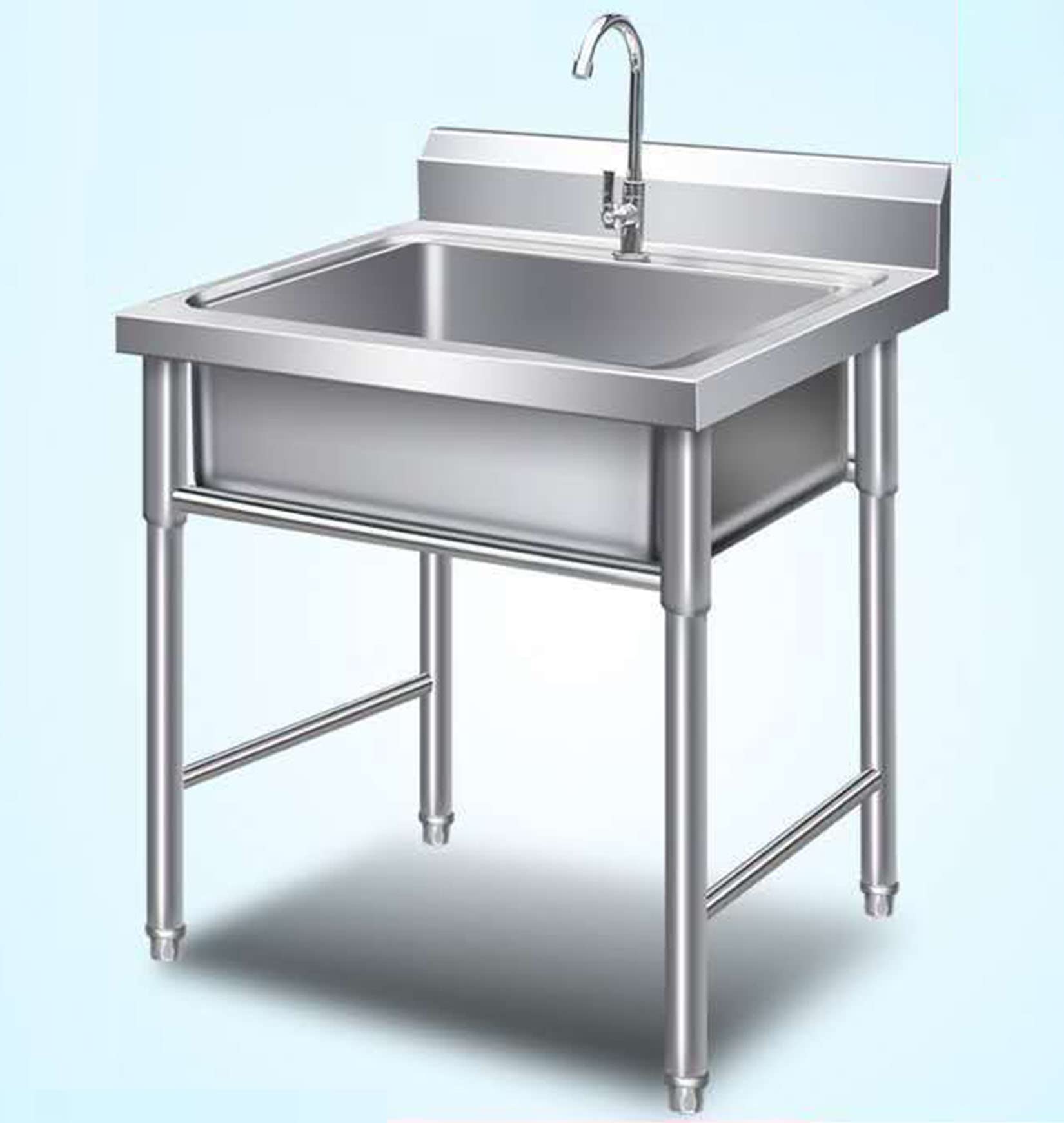 Fregadero monomando de acero inoxidable de 50x50x80 cm con grifo incluido para hostelería