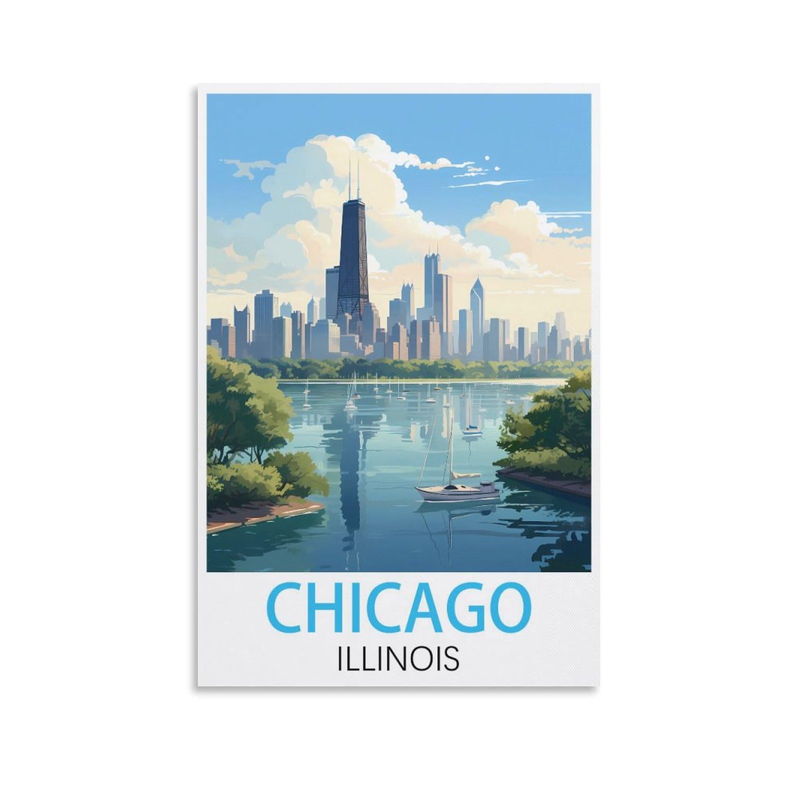 EZMLFA Diamond Art Kits Adults,Chicago Illinois,5D Dimond Picture, Crystal Gem Art Crafts for Boys Girls, DIY Mosaic Creations Set for Home Decor 40x40cm