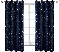 Vista 33 de BGment - Cortinas opacas para dormitorio infantil, con ojales, con aislamiento térmico, estampado de estrellas plateadas, para oscurecer