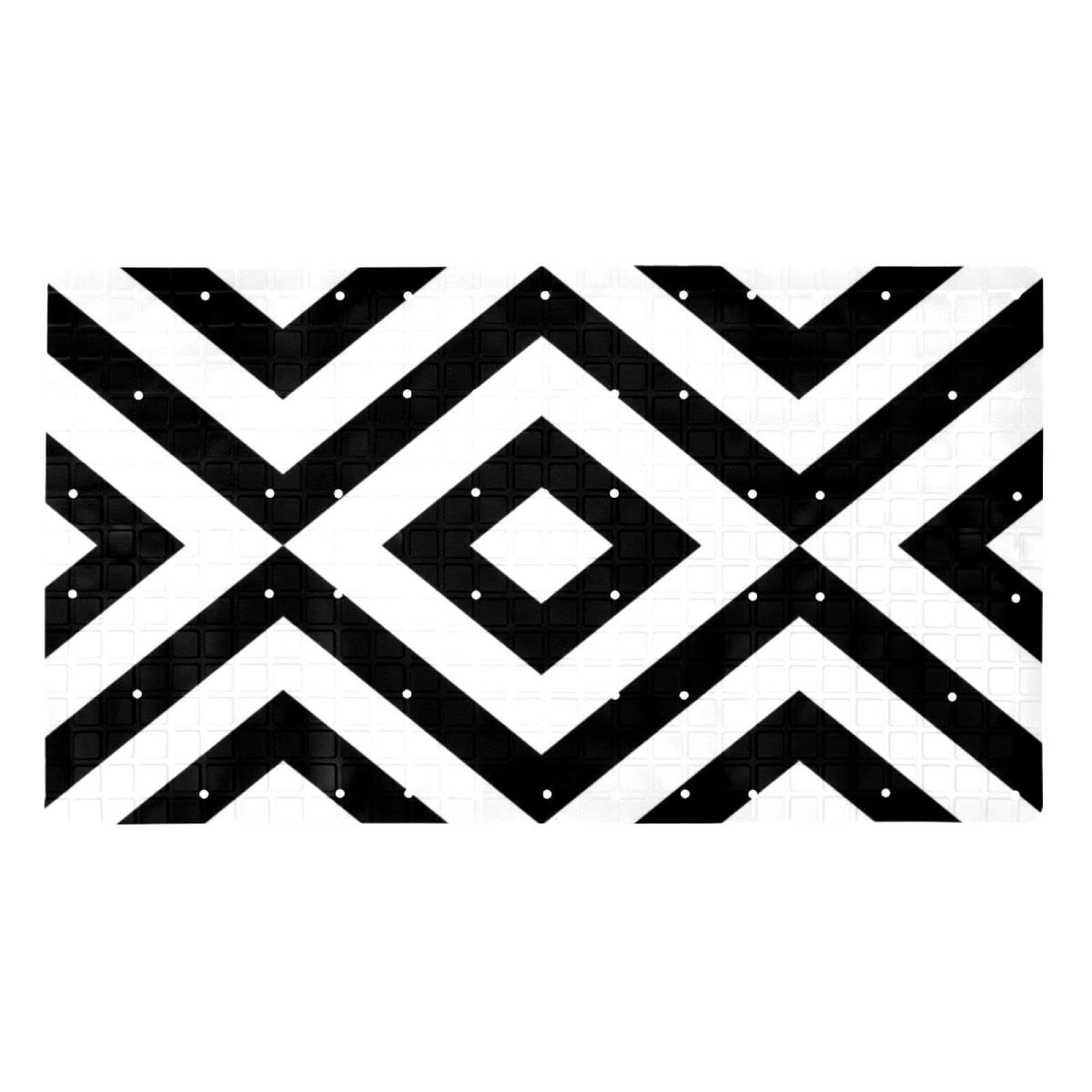 Tapis de bain antidérapant extra long à motif chevrons pour douche et baignoire