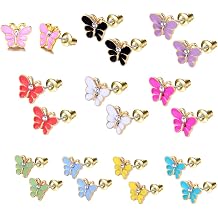 10 Pairs Hypoallergenic Sutd Earrings for Women and Teen Girls with Stainless Steel Post - Assorted Sytle and Vivid Color Earrings Set