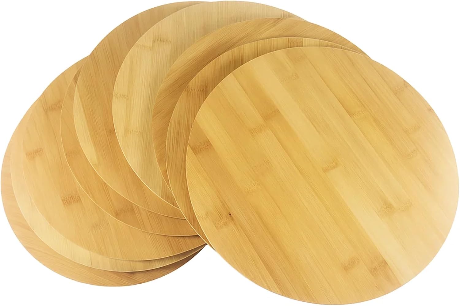 Set of 12, Bulk 12" Round Bamboo Serving Trays – Wood Blank Cheese Platters, Pizza Trays, Charcuterie Platters, Cutting Boards for Engraving, Resin Art, DIY Gifts, or Rustic Home Decor