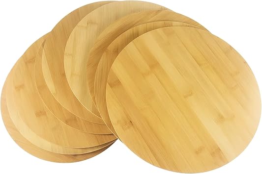 Set of 12, Bulk 12" Round Bamboo Serving Trays Wood Blank Cheese Platters, Pizza Trays, Charcuterie Platters, Cutting Boards for Engraving, Resin Art, DIY Gifts, or Rustic Home Decor