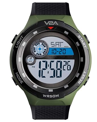 V2A Digital 5ATM Waterproof Sports Watch with Backlight Alarm Stopwatch for Men and Boys