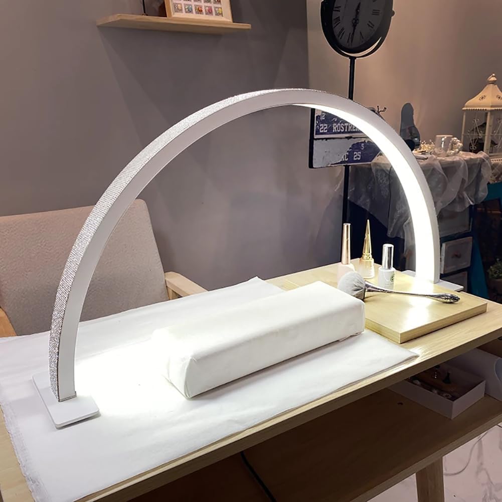 Lámpara De Manicura En Forma De U con Anillo De Arco, Lámpara De Media Luna Led con Atenuación Continua, Lámpara De Pestañas Led De Media Luna De 35 W, Luz De Esteticista Regu, White