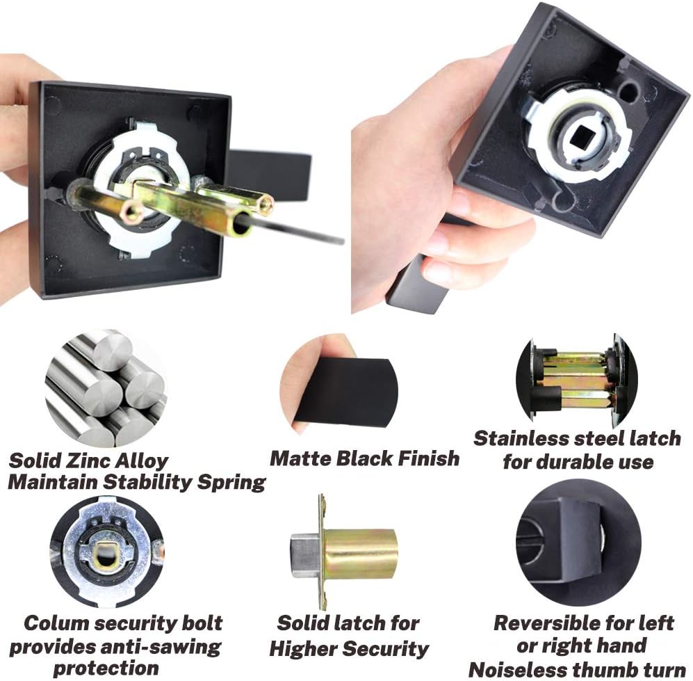 Up To 40% OFF Privacy Door Lever, Door Lever with Lock, Locking Door Handle Set for Heavy Duty Interior Bathroom Bedroom Door Handles Keyless Locksets, Reversible for Left Right Side Handed, Matte Black (4 Pack)