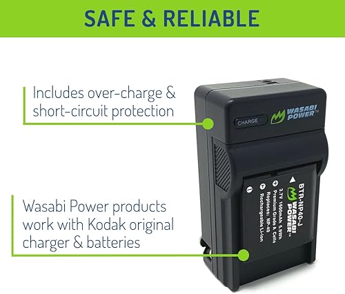 Miniatura 4 de Wasabi Power Batería (paquete de 2) y cargador para Kodak LB-060 y Kodak AZ361, AZ362, AZ421, AZ422, AZ521, AZ522, AZ525, AZ526, AZ527, AZ528