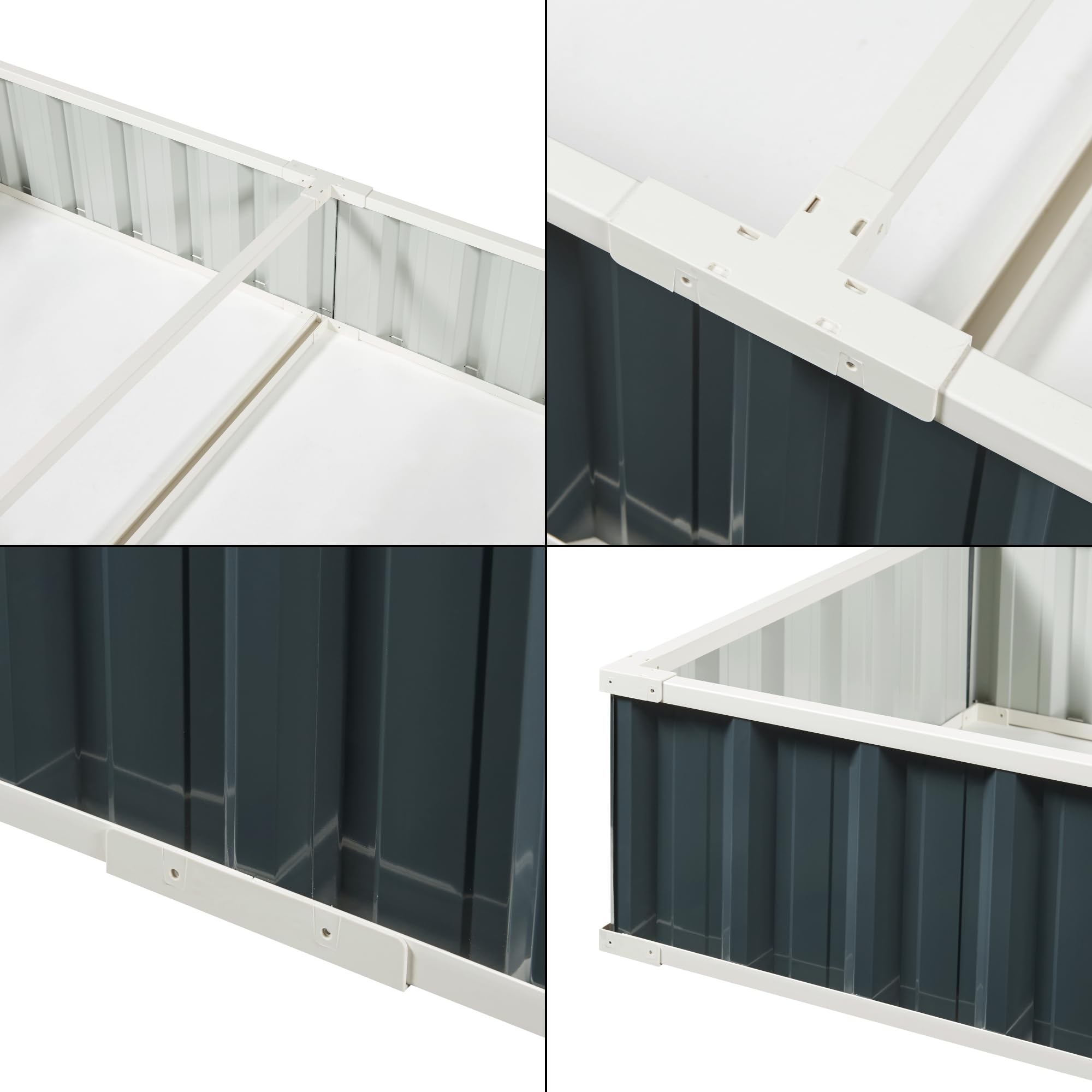 [en.casa] Aiuola Alta Fioriera Rialzata Contenitore Rettangolare in Acciaio Letto Elevato per Orto Fiori 258 x 90 x 30 cm Antracite Guanti Inclusi