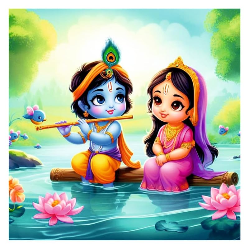 Image of British Terminal Cute little Bal Gopal Baby God Krishna| Kanha Ji | Laddu Lord Makhan Chor Painting Religious Poster for Pregnant Women for wall (matt thin vinyl,sticker,multicolor,unframed)| bj172