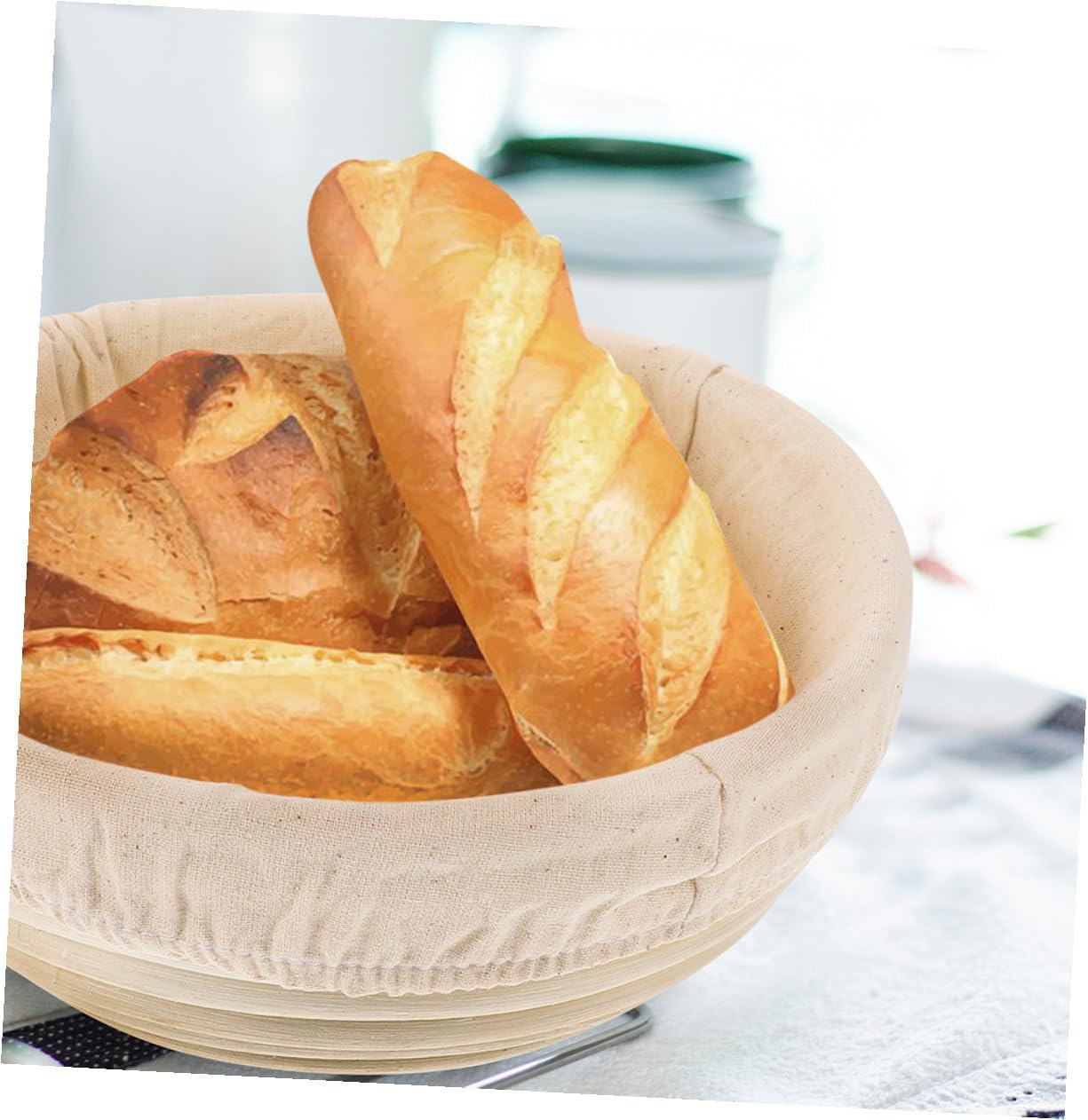 ULTECHNOVO Bread Proofing Basket 23x9cm with Liner Handmade Rattan Dough Rising Basket for Home Baking Baking Accessory for Artisan Sourdough Bakers