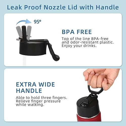 Miniatura 4 de Volhoply Paquete de 4 botellas de agua aisladas de 18 onzas, botellas de agua de acero inoxidable para niños con popote, botella térmica de metal