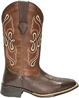 Bota Texana Feminina Adulto em Couro Bico Quadrado cano longo Bordado Kapell