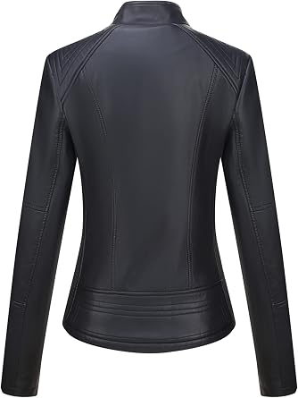 BELLIVERA Women's PU Leather Jacket (3 Colours) Biker Jacket with Zip Short Jacket for Autumn Spring