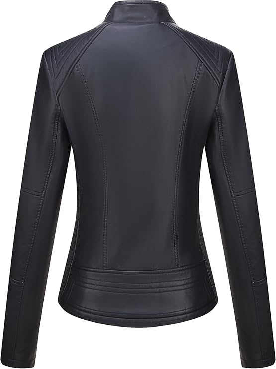 BELLIVERA Women's PU Leather Jacket (3 Colours) Biker Jacket with Zip Short Jacket for Autumn Spring
