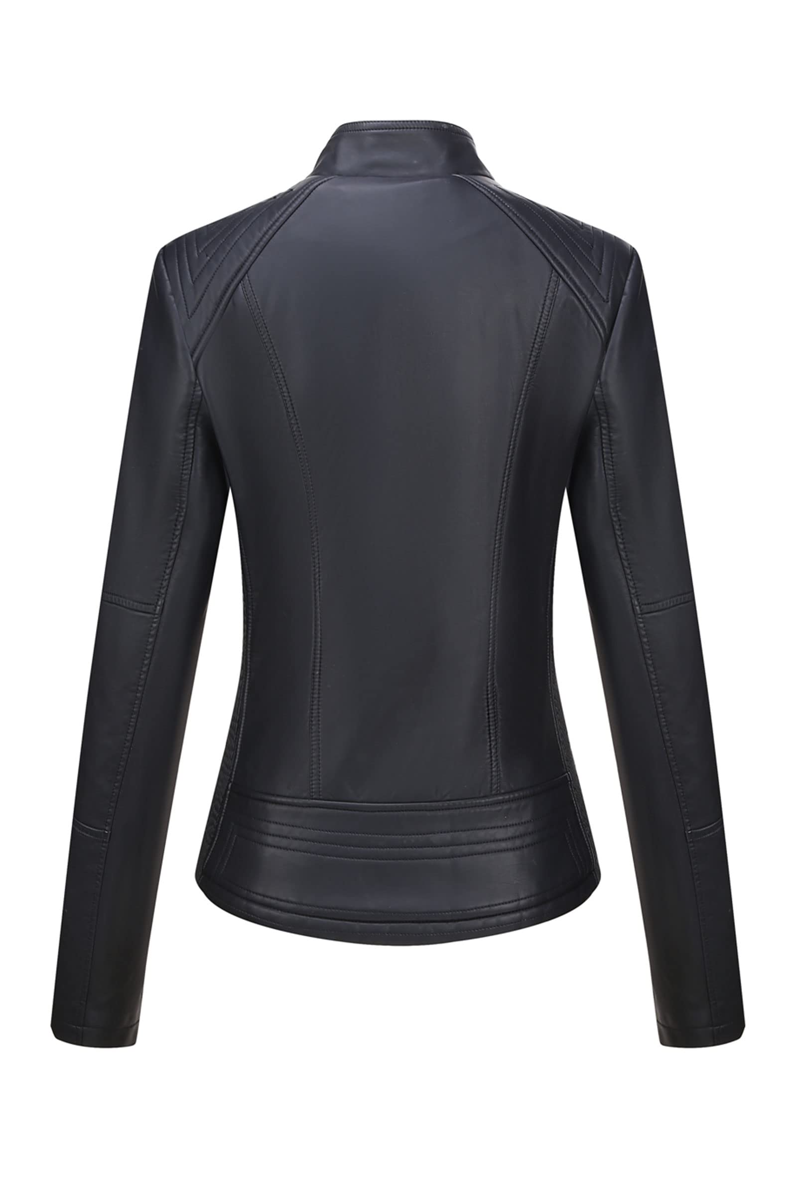 BELLIVERA Giacca Corta da Donna in Pelle PU, Giacca Tasche con Cerniera, Giacca in Pelle PU per l'autunno e l'inverno