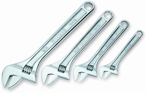 Williams 13342A Juego de llaves ajustables cromadas de 4 piezas, en bolsa