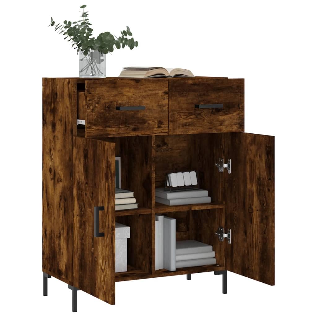 ZEYUAN Aparador de Madera de ingeniería Roble Ahumado 69,5x34x90 cm, Aparadores para Salon, Aparador Entrada Recibidor, Aparador Cocina, Vitrinas para Salon, Muebles Auxiliares 827985