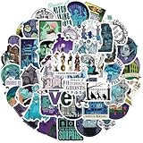 50PCS Haunted Mansion Stickres for Kids Teens Halloween Stickers for Water Bottles Laptop Luggage Waterproof Vinyl Decals Reward Stickers (Red)