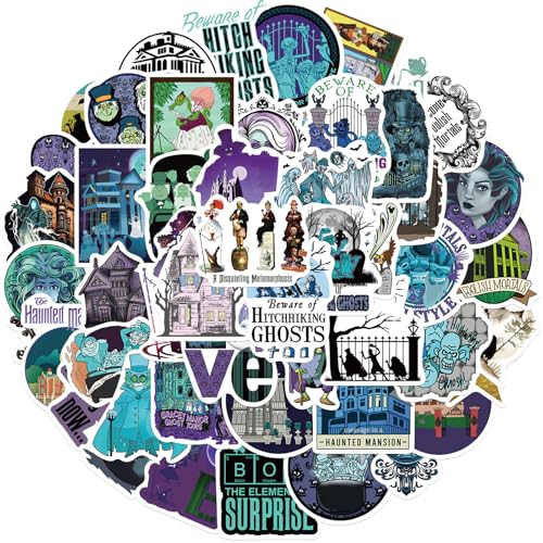 50PCS Haunted Mansion Stickres for Kids Teens Halloween Stickers for Water Bottles Laptop Luggage Waterproof Vinyl Decals Reward Stickers (Red)