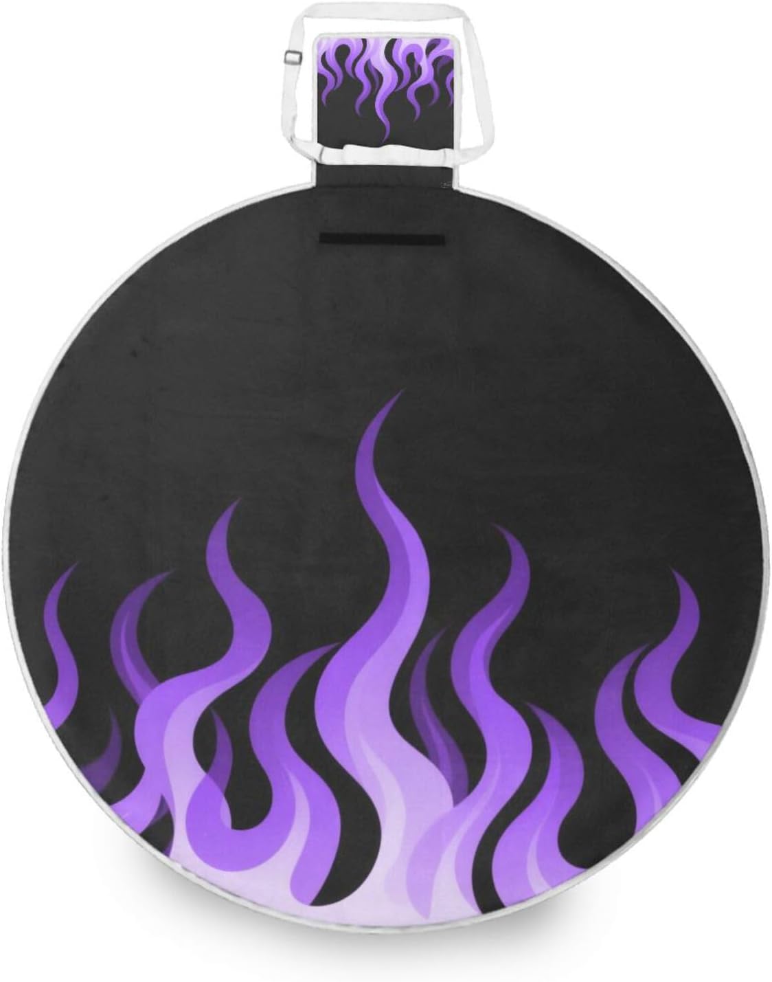 Round Outdoor Blanket for Grass - Fits 2 Adults, Summer Accessories Waterproof Outside Blankets for Grass Dual Layer, Sand-Free, Soft Throw Rug 58 in (Flowing Fire Giraffe Purple)