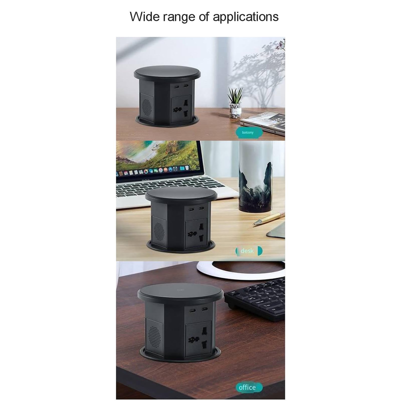 Ciabatta pop-up automatica, presa Smart Stealth Lift con ricarica wireless da 15 W e altoparlanti, adatta per scrivanie/scrivanie da ufficio/isole cucina