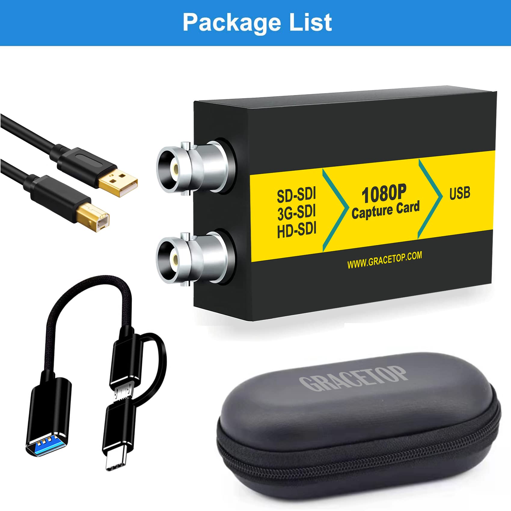 Scheda di acquisizione SDI, scheda di acquisizione video da 1080P SDI a USB 3.0, scheda di acquisizione da SDI a USB per registrazione video in streaming per Windows, Linux, OS