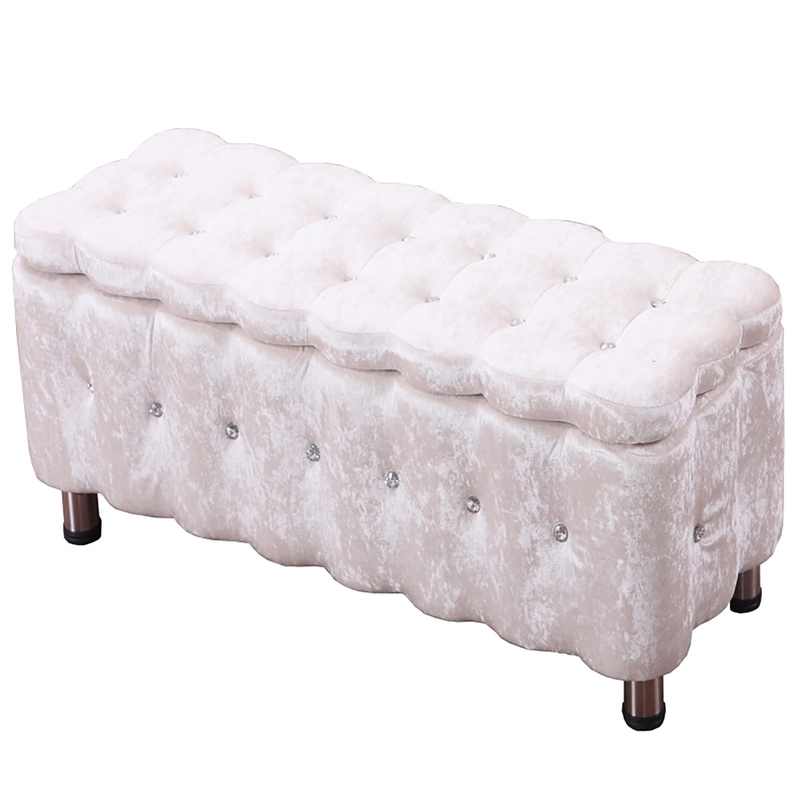Pouf de table basse pliable tabouret de rangement sous le bureau blanc et doré