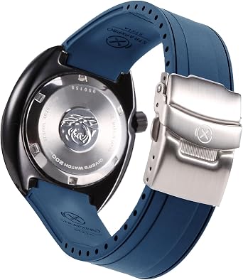 StrapXProSTX1A 22mm Watch Bands Mens Rubber Curved-end Watch Strap Replacement for Seiko Prospex Turtle & King Turtle Automatic Dive Watch SRP773, SRP775, SRP777, SPRA21, SRPE03, SRPE05, etc. Navy Blue with Silver Clasp