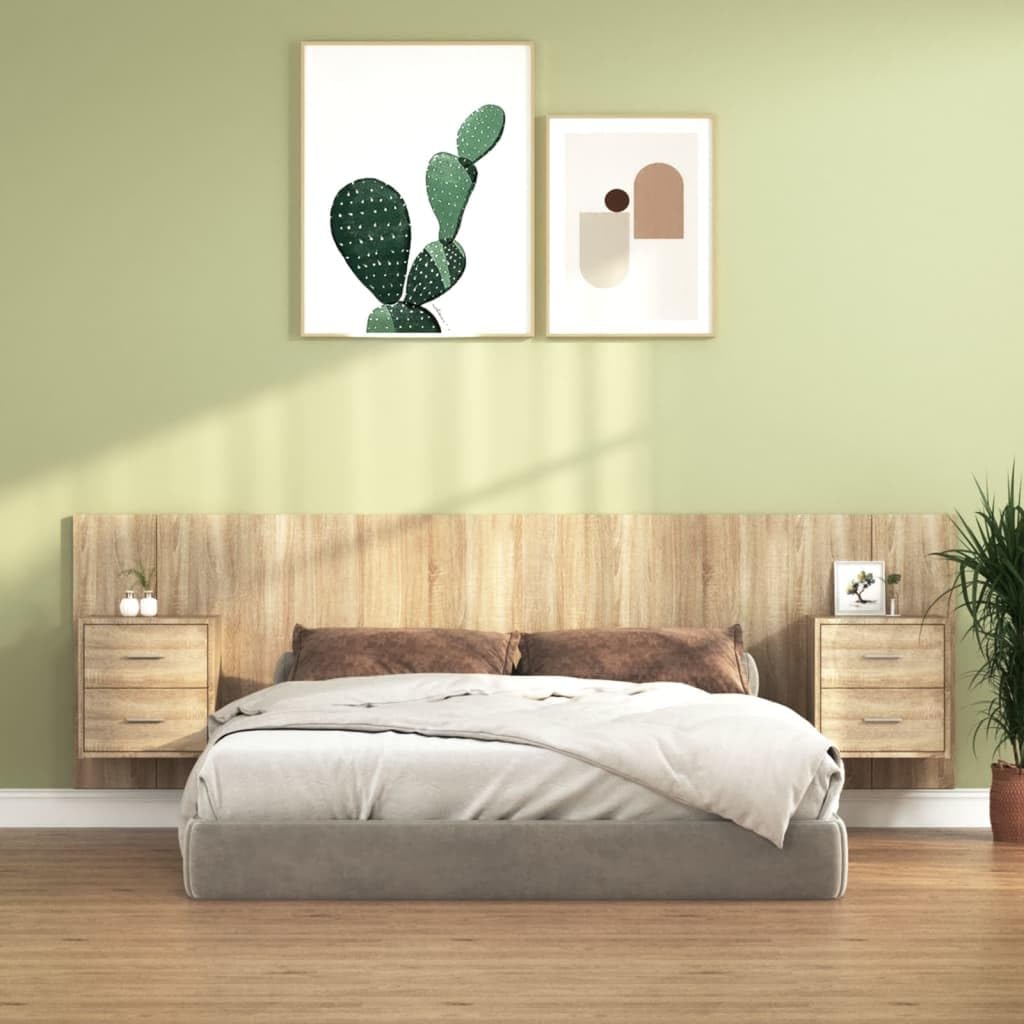 Générique Tête de lit avec armoires Chêne Sonoma Bois d'ingénierie,Meubles,Lits & Accessoires,Têtes et Pieds de lit,Brun,45.52 KG,3115710