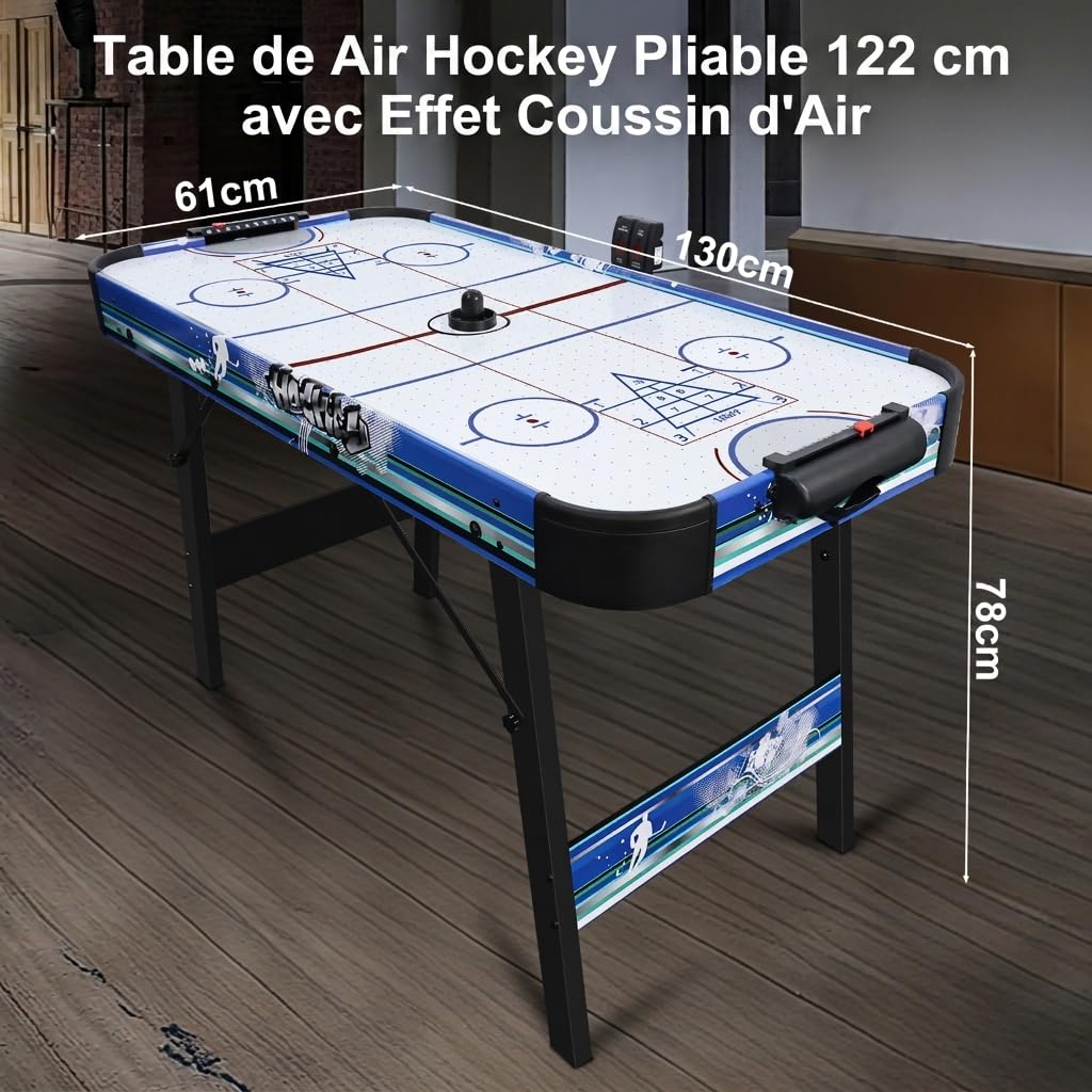 Table Air Hockey Pliable 138cm, Hockey sur Table avec Accessoires