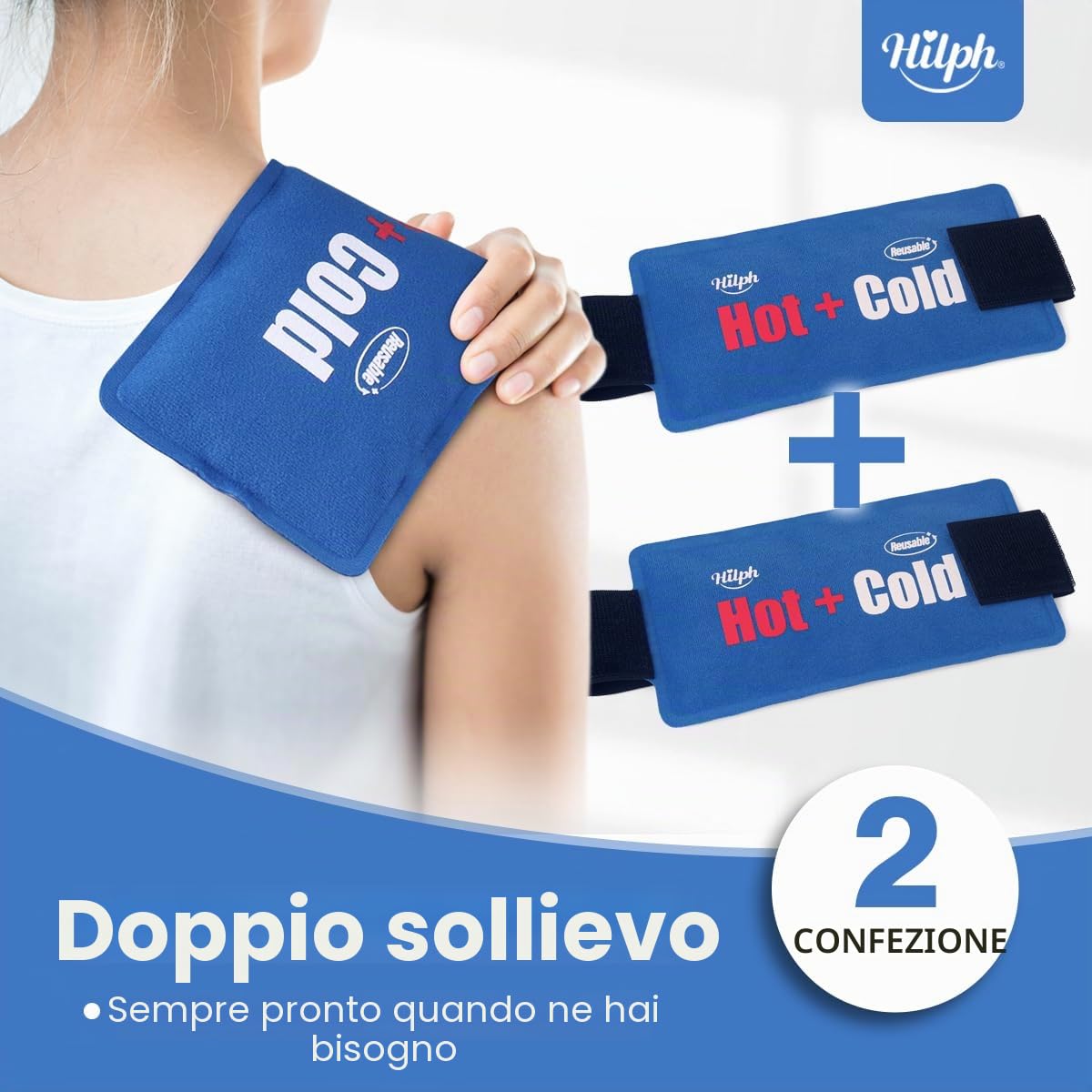 Hilph Impacco di Ghiaccio Gel Riutilizzabile, 2 Pezzi Ghiaccio Gel Freezer per la Terapia a Caldo e Freddo per Lesioni, Cuscinetto Gel Caldo Freddo per Viso, Testa, Occhi Stanchi, Denti del Giudizio